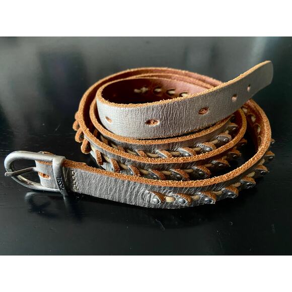 FOSSIL Metallic Studded Belt w/Laser-Cut Accent sz L - Picture 5 of 13
